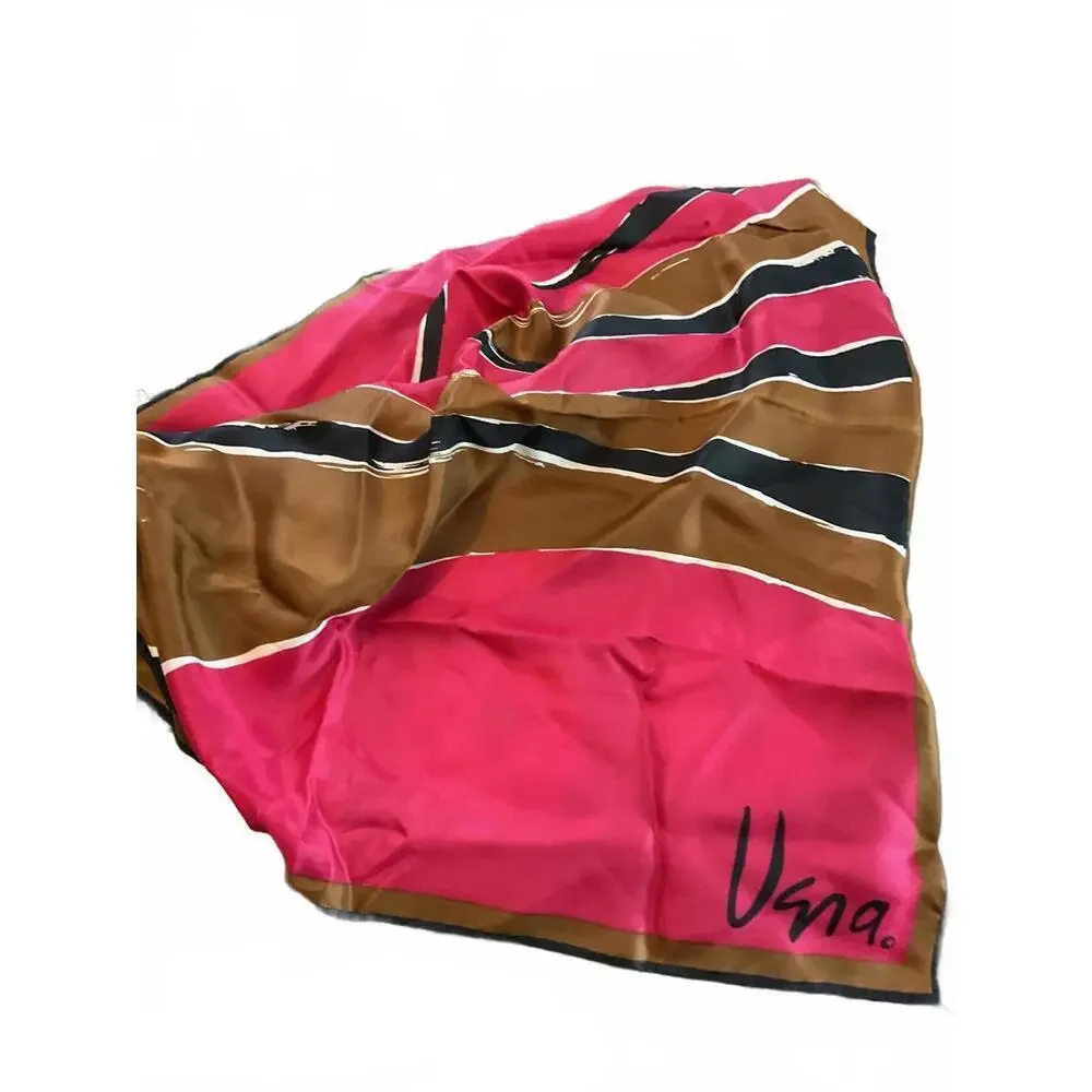 Vera Japanese Silk Scarf with Freeform Striped Design 22”X 22”